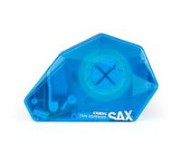 SAX ICEBERG dispensador de cinta adhesiva de una mano azul, incl. 1 x cinta adhesiva, manejo con una mano, para control de longitud durante la aplicación, cubierta antipolvo para cinta adhesiva limpia