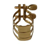 Sax Ligadura, Gold Sax Mouthpiece Ligaduras, 1,77 x 1,77 pulgadas, Doble Screw Clamp Design, Portable Brass Accessory for Saxofonistas and Wind Instrument Players, Wood Color