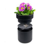SAX Maceta de diseño Safe Negra - Caja fuerte oculta con aspecto de maceta, escondite secreto con cerradura para objetos de valor, protección contra el agua y la suciedad, se puede fijar de forma