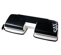 SAX - perforadora doble, 15 hojas, negra, bandeja colectora compacta, fácil de usar, diseño moderno y elegante