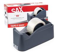 SAX Tape it Easy XXL Dispensador de cinta manual extra pesado | para 1x cinta de 50mm o 2x cinta de 25mm, dispensador de cinta para paquetes con función porta-bolígrafos, antideslizante, antracita