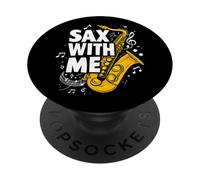 Sax with me Saxofón Brass Band Jazz Saxofonista Saxofón PopSockets PopGrip Adhesivo