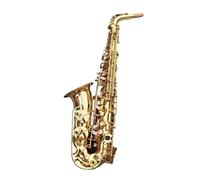 Saxofón Alto Cómodo saxofón alto con afinación en Eb instrumento musical de latón saxofón lacado en oro con estuche y boquilla(Light Grey)