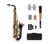 Saxofón Alto Eb, Instrumento De Viento De Madera Dorado Lacado En Latón Con Estuche De Transporte, Accesorios