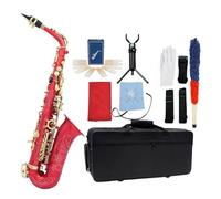 Saxofón Alto Eb, Instrumento De Viento De Madera Profesional Chapado En Plata, Saxofón Plano E Con Funda, Accesorios Para Instrumentos Con Correa (Color : Crimson 9)
