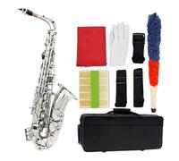 Saxofón Alto Eb, Instrumento De Viento De Madera Profesional Chapado En Plata, Saxofón Plano E Con Funda, Accesorios Para Instrumentos Con Correa (Color : Silver 1)