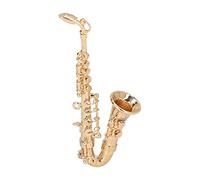 Saxofón alto en miniatura, modelo de instrumento de saxofón pequeño, modelo de mini saxofón de latón de alta simulación, exquisito adorno de instrumento musical con cuerda dorada para estante de