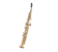 Saxofón Alto Hermoso sonido de latón recto saxofón soprano si bemol instrumento de viento de madera(Gold)