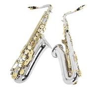 Saxofón Alto Juego de saxofón Saxofón tenor Sib Cuerpo de latón Carcasa blanca grabada Llaves Llaves plateadas y doradas Saxofón