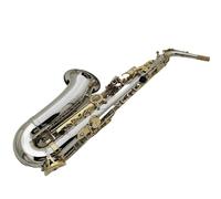 Saxofón Alto Latón Cuerpo Bañado En Plata Llave Lacada En Oro Eb Tune E Flat Sax Con Estuche Para Boquilla Beginner Saxofón (Color : Cloth bag)