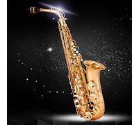 Saxofón Alto Mib Mi Bemol, Instrumento de Viento de Saxofón Eb Kit, Saxofón Profesional Acabado Lacado en Oro, Completo de Sax de Latón de Calidad para Principiantes, Estudiantes