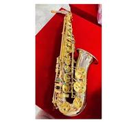 Saxofón Alto nivel profesional latón E saxo plano cuproníquel llave dorada tipo instrumento Musical de viento de madera con estuche Beginner Saxofón (Color : Cloth bag)