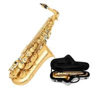 Saxofón Alto Saxofón alto con llave de color dorado y tubo de latón en mi bemol con llaves de concha de abulón y correa accesorios para caña