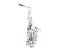 Saxofón Alto Saxofón alto cuerpo de latón carcasa blanca tallada botón plateado tono Eb con guantes paño de limpieza y lengüeta