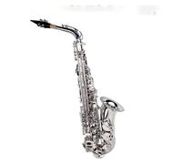 Saxofón Alto Saxofón alto en mi bemol plateado para principiantes y adultos con correa de lengüeta y guantes, accesorios(Saxophone)