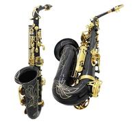 Saxofón Alto Saxofón alto negro dorado Saxofón alto en mi bemol Saxofón en mi bemol Material de latón Con soporte de correa Recortador(Saxophone set)