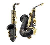 Saxofón Alto Saxofón alto negro dorado Saxofón alto en mi bemol Saxofón en mi bemol Material de latón Con correa Paño de limpieza Soporte Recortador(Saxophone)