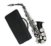 Saxofón Alto Saxofón alto negro plateado Saxofón alto en mi bemol Material de latón Con soporte de correa Piezas de recortador(Saxophone)