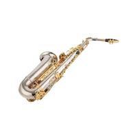 Saxofón Alto Saxofón alto niquelado con afinación en Eb y estuche boquilla tono asombroso instrumento musical de latón(Leather bag)