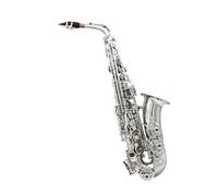 Saxofón Alto Saxofón alto plateado Saxofón alto en mi bemol Saxofón en mi bemol Material de latón Con soporte de correa Accesorios de recorte(Silver sax)
