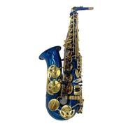 Saxofón Alto Saxofón alto profesional con llave lacada en oro azul, profundidad de tono E reducida, grabado en oro, voz profesional(High-end leather bag)