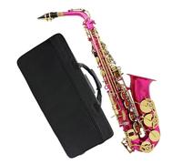 Saxofón Alto Saxofón alto rojo rosa Saxofón alto en mi bemol Saxofón en mi bemol Material de latón Con soporte de correa Accesorios de recortador(Saxophone)