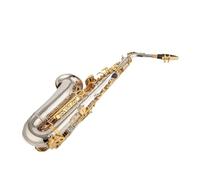 Saxofón Alto Saxofón con boquilla Alto Mib Melodía Instrumento musical de latón Niquelado(Leather bag)