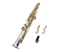 Saxofón Alto Saxofón soprano con cuerpo plateado y laca dorada saxofón de latón con tubo recto instrumento en si bemol con estuche