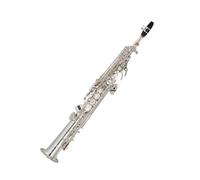 Saxofón Alto Saxofón soprano de latón con cuerpo lacado en oro de apariencia agradable Instrumento musical recto en si bemol profesional(Silver)