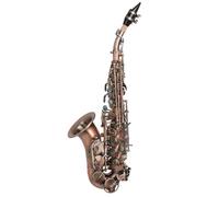 Saxofón Alto Saxofón soprano pequeño de codo con patrón tallado en latón dorado y botones de concha de color perlado(Red Antique)
