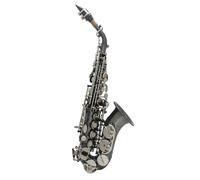 Saxofón Alto Saxofón soprano pequeño de codo con patrón tallado en latón dorado y botones de concha de color perlado(Gold Silve)