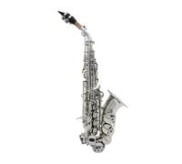 Saxofón Alto Saxofón soprano plateado en si bemol juego completo para principiantes con estuche portátil boquilla para soplar accesorios de lengüeta(Saxophone)