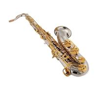 Saxofón Alto Saxofón tenor de construcción duradera tono Bb tubo niquelado llave de saxofón lacada en oro(Leather bag)