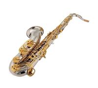 Saxofón Alto Saxofón tenor de construcción duradera tono Bb tubo niquelado llave de saxofón lacada en oro(Canvas bag)