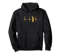 Saxofón Barítono Latido del corazón ECG Pulso Marching Band Sudadera con Capucha