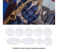 Saxofón Botón Incrustaciones, 9 Pcs/Set Saxofón Botones Clave Incrustaciones Exquisita Concha de Perla Blanca Botón de Incrustación de Teclas reemplazo para Soprano Alto Tenor Saxofón Sax