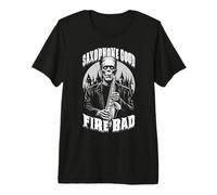 Saxofón Buen Fuego Malo Divertido Saxofonista Música Frankenstein Camiseta Premium