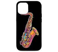 Saxofón Cartoon Look Concert Band Carcasa para iPhone 12/12 Pro