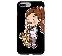 Saxofón Chica Cartoon Look Saxofonista para Chicas Carcasa para iPhone 7 Plus/8 Plus