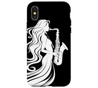 Saxofón Chica Dibujo Instrumento de Viento Carcasa para iPhone X/XS