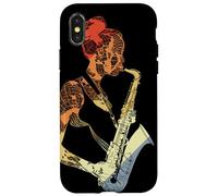 Saxofón Chica Dibujo Vintage Look para Chicas Carcasa para iPhone X/XS
