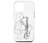 Saxofón Chica Una Línea Dibujo para Niñas Carcasa para iPhone 12 Pro Max