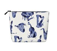 Saxofón de Blues, Piano, Violonchelo, bajo,Neceser de Maquillaje de imitación Lino, Neceser de Viaje portátil