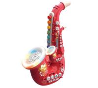 Saxofón de Juguete para niños, Trompeta de educación temprana, saxofón Iluminado con Efectos de luz y música, Material Resistente para práctica Musical, Regalo, Trompeta roja para niños.