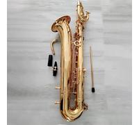 Saxofón De Latón Saxofón Barítono Profesional Dorado Con Afinación E Plana Patrón De Grabado Profundo De Doble Costilla, Instrumento De Jazz