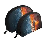 Saxofón en Fuego y Agua., Bolsa de Maquillaje de Concha, Monedero pequeño para Mujer, Bolsa de artículos de tocador, Bolsa de cosméticos, 2 Piezas