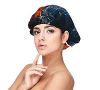 Saxofón en fuego y agua,Gorro de dormir de satén para adultos - Gorro de dormir elástico para mujer, cubrecabello nocturno