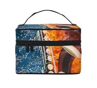 Saxofón en Fuego y Agua, Neceser de Viaje para Mujer, Organizador de cosméticos Grande