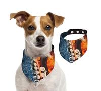 Saxofón en Fuego y Agua,Pañuelos de algodón para Perros, Bufandas Ajustables para Mascotas,L