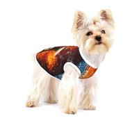 Saxofón en Llamas y Hielo,Camiseta de algodón sin Mangas para Mascotas, Chaleco Transpirable, Suave y elástico para Cachorros,M